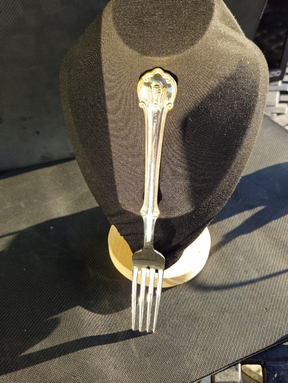 Wallace Bee Pattern Dinner Fork Stainless With Goldplate Trim.